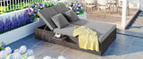 Walker Edison | Wicker Outdoor Double Sunbed Set
