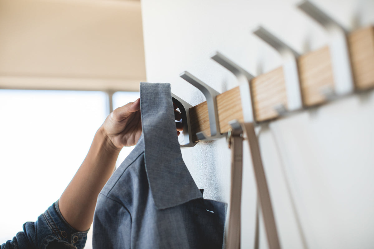Wall-Mounted Coat Rack - Aluminum + Wood