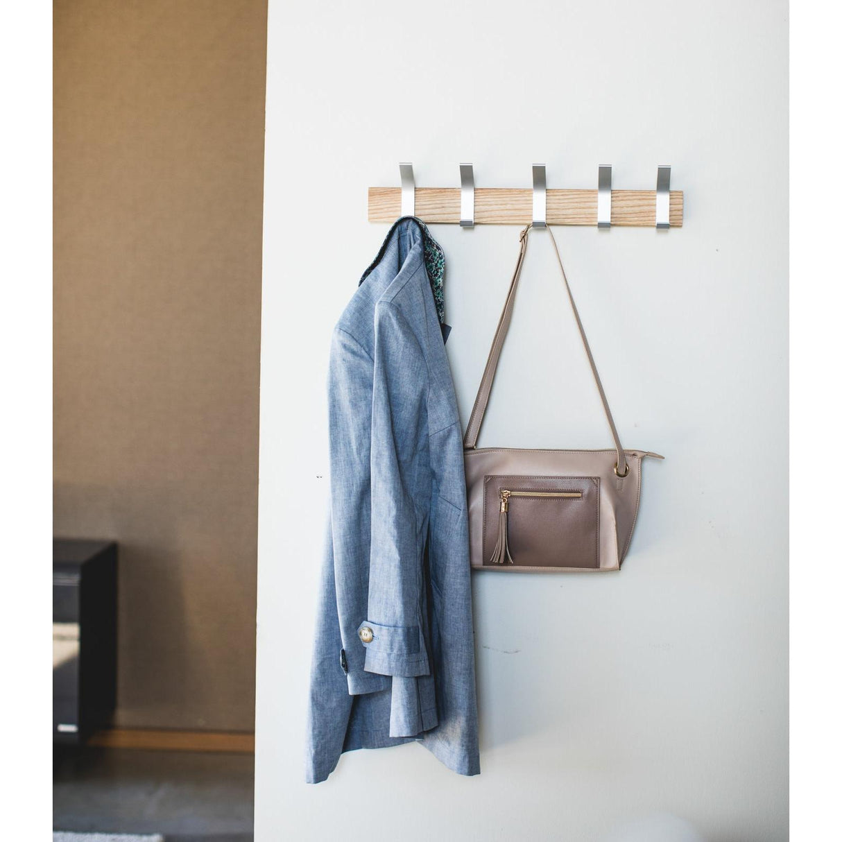 Wall-Mounted Coat Rack - Steel + Wood
