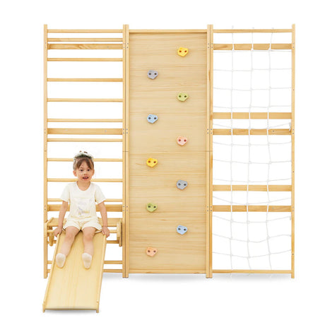 Walnut Modular | Swedish Ladder Jungle Gym - 79" Height - Wall Mounted-Indoor-Parc Decor