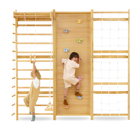 Walnut Modular | Swedish Ladder Jungle Gym - 79" Height - Wall Mounted-Indoor-Parc Decor