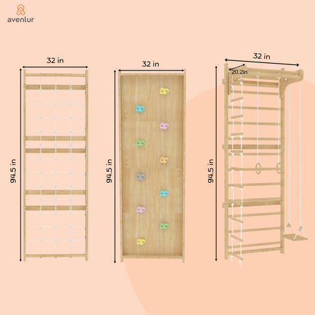 Walnut Modular | Swedish Ladder Jungle Gym - Wall Mounted