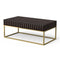 Walnut/Gold Textured Front Panels Coffee Table with Concealed Drawers-Parc Decor