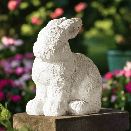 Weathered Terracotta Bunny Garden Statue-Garden Statue-Parc Decor