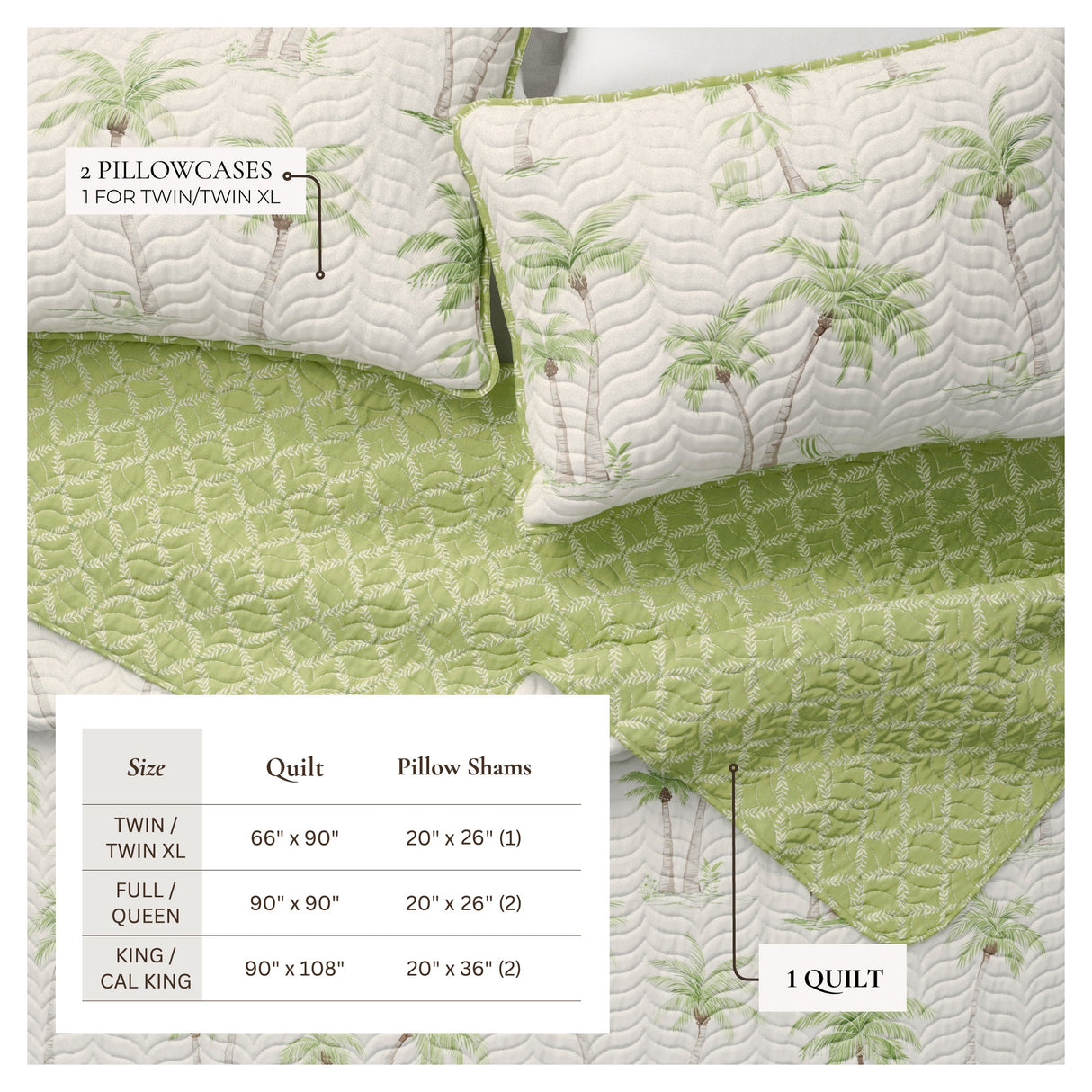 West Palm Trees Coastal Quilt Set - Coronado Collection-Quilts & Comforters-Parc Decor