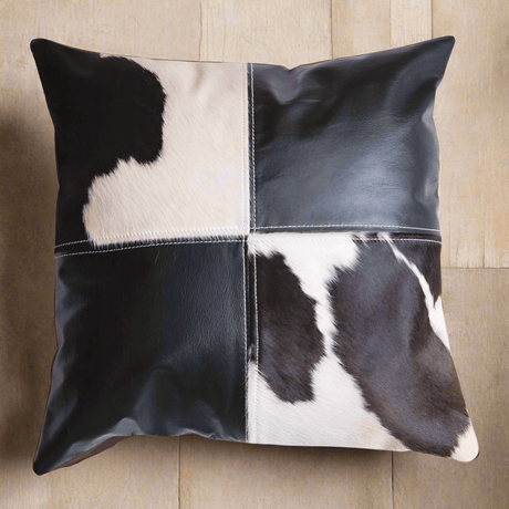 Western Cowhide and Leather Patchwork Pillow-Pillow-Parc Decor