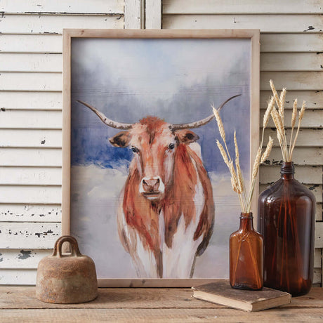 Western Texas Longhorn Wall Art Print in Frame-Wall Decor-Parc Decor