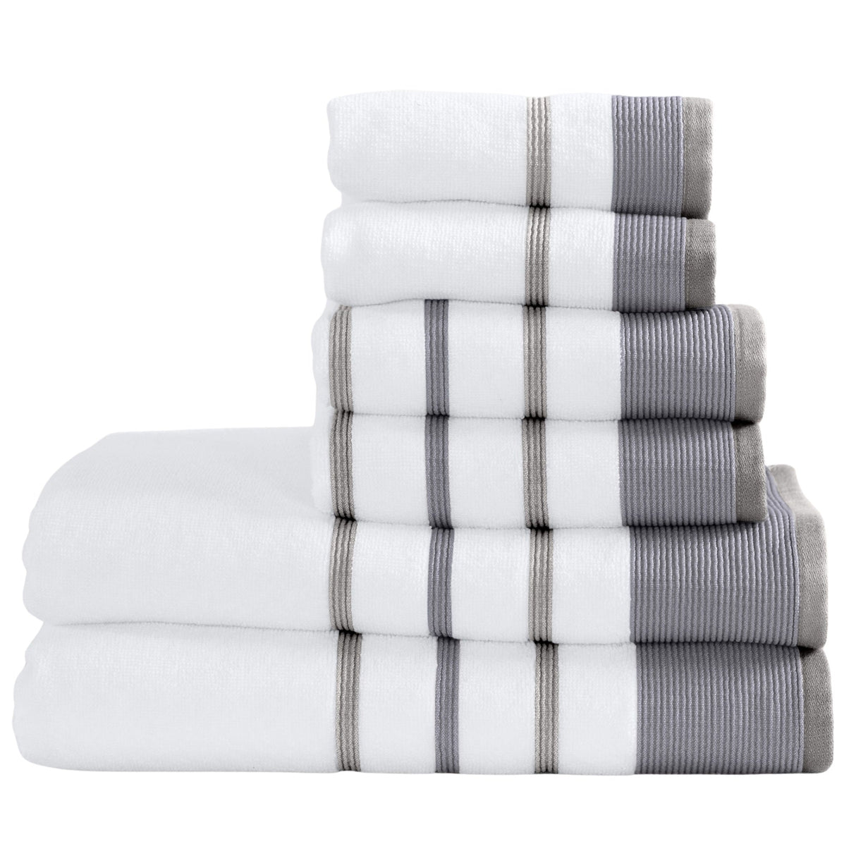 Decorative Cotton Stripe Bath Towel Set - Noelle Collection