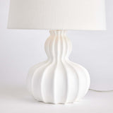 White Carved Wood Table Lamp with Curved Base-table lamp-Parc Decor