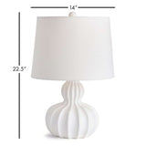 White Carved Wood Table Lamp with Curved Base-table lamp-Parc Decor