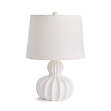 White Carved Wood Table Lamp with Curved Base-table lamp-Parc Decor