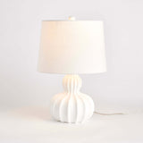 White Carved Wood Table Lamp with Curved Base-table lamp-Parc Decor