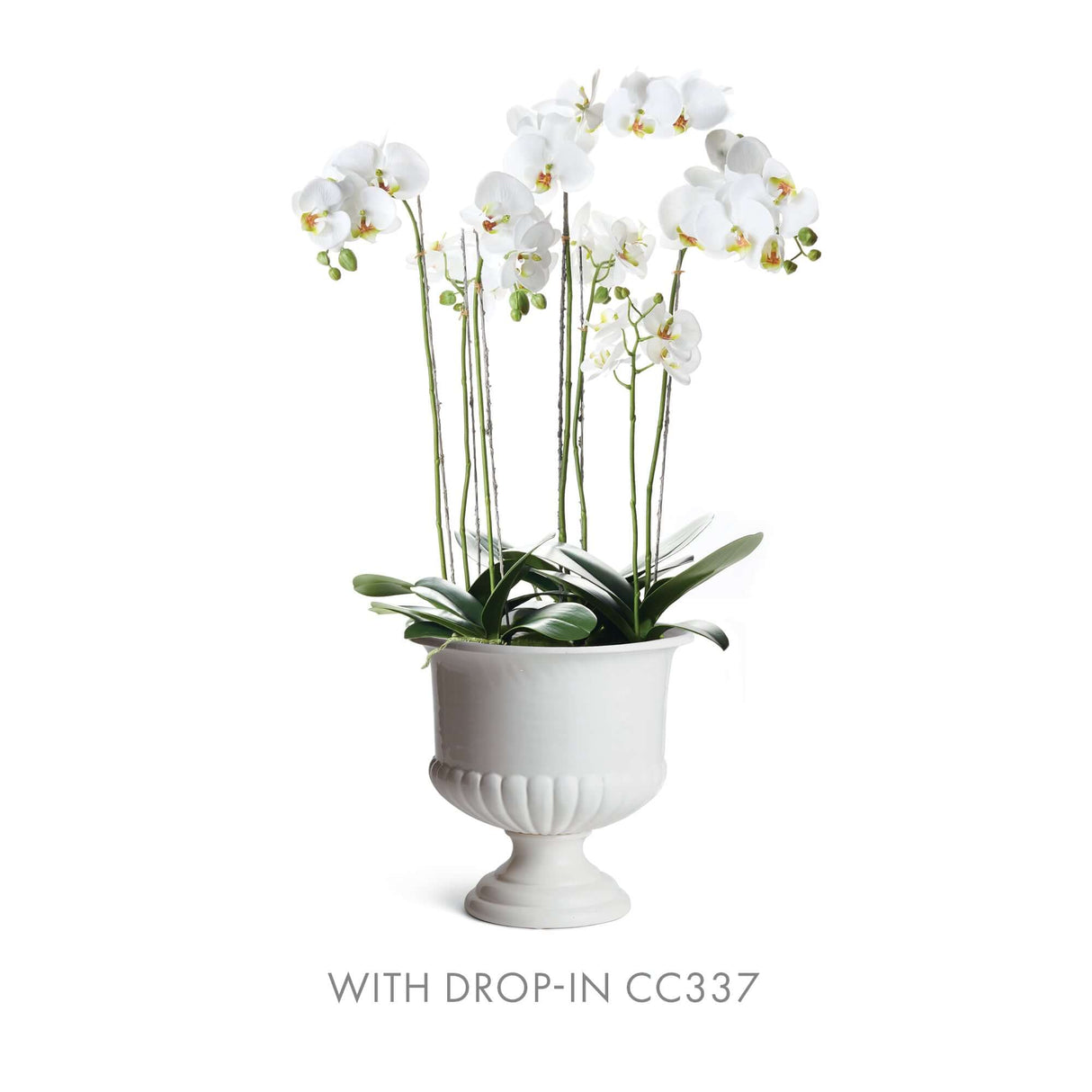 White Ceramic Urn Planter for Tuscan-Inspired Decor-Planter-Parc Decor