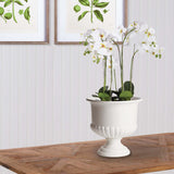White Ceramic Urn Planter for Tuscan-Inspired Decor-Planter-Parc Decor