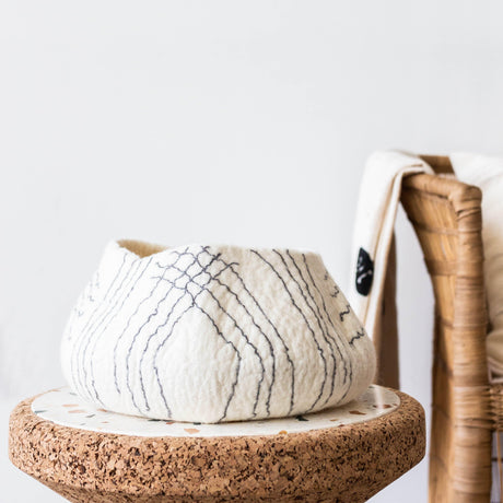 White Ghana Wool Linear Basket-Baskets-Parc Decor