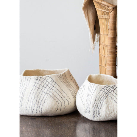 White Ghana Wool Linear Basket