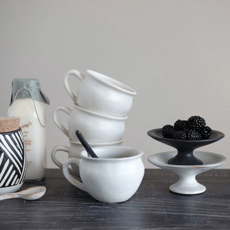 White Glazed Stoneware Mug-Drinkware-Parc Decor