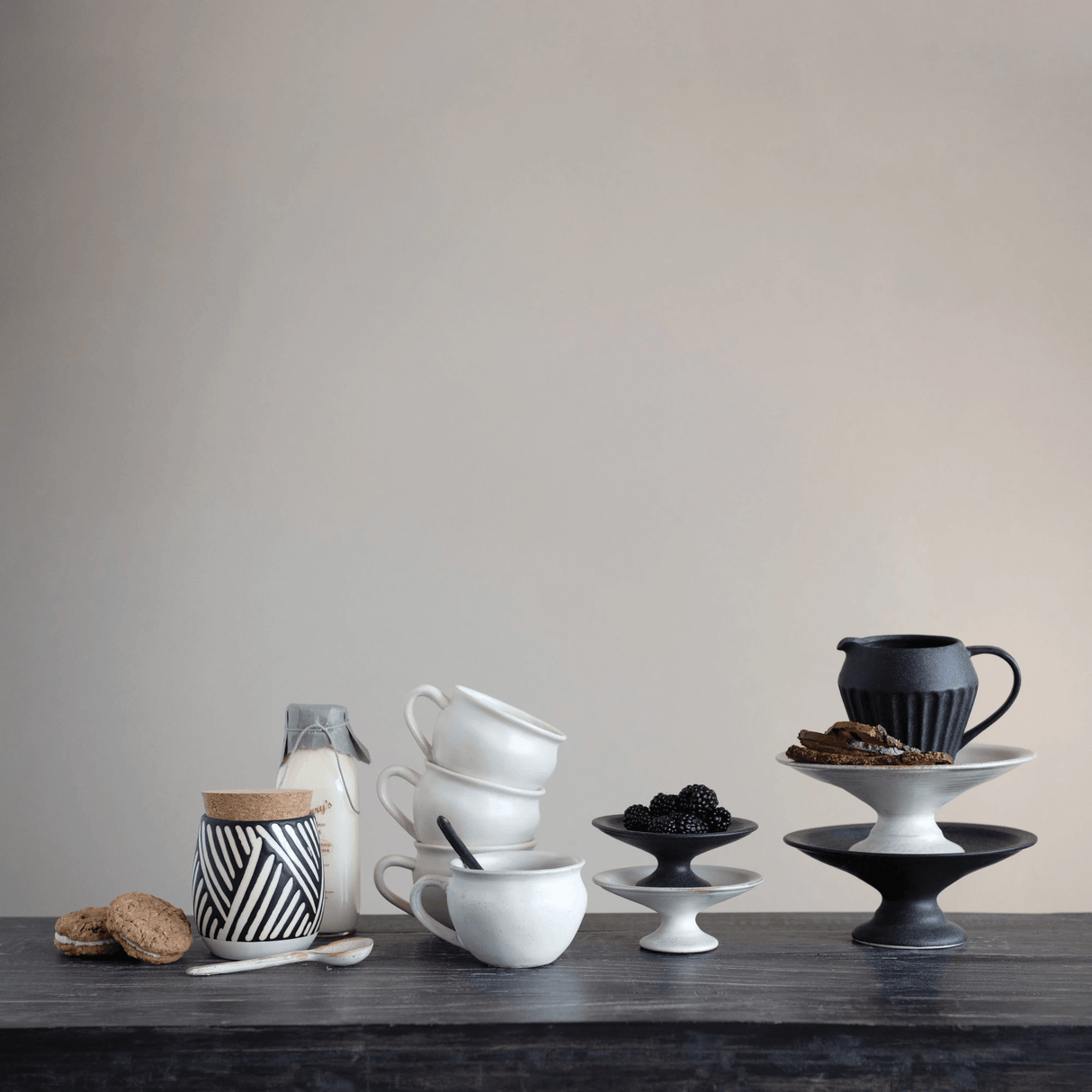 White Glazed Stoneware Mug-Drinkware-Parc Decor