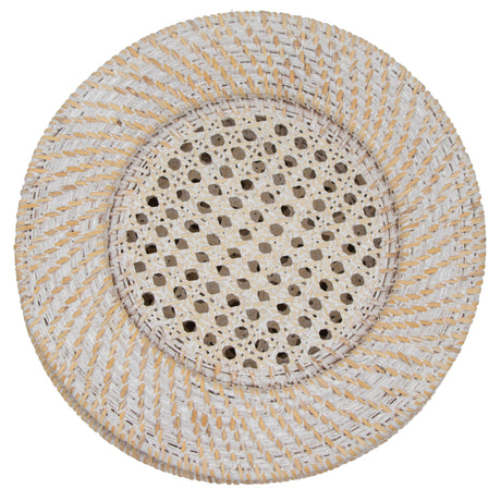 White Heritage Rattan Placemat - Set of 4-Placemat-Parc Decor
