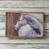 White Horse Profile Framed Canvas Art Wall Print-Wall Decor-Parc Decor