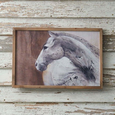 White Horse Profile Framed Canvas Art Wall Print-Wall Decor-Parc Decor
