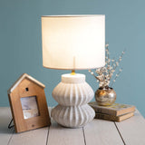 White Speckled Scalloped Table Lamp-Lighting-Parc Decor