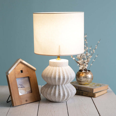 White Speckled Scalloped Table Lamp-Lighting-Parc Decor