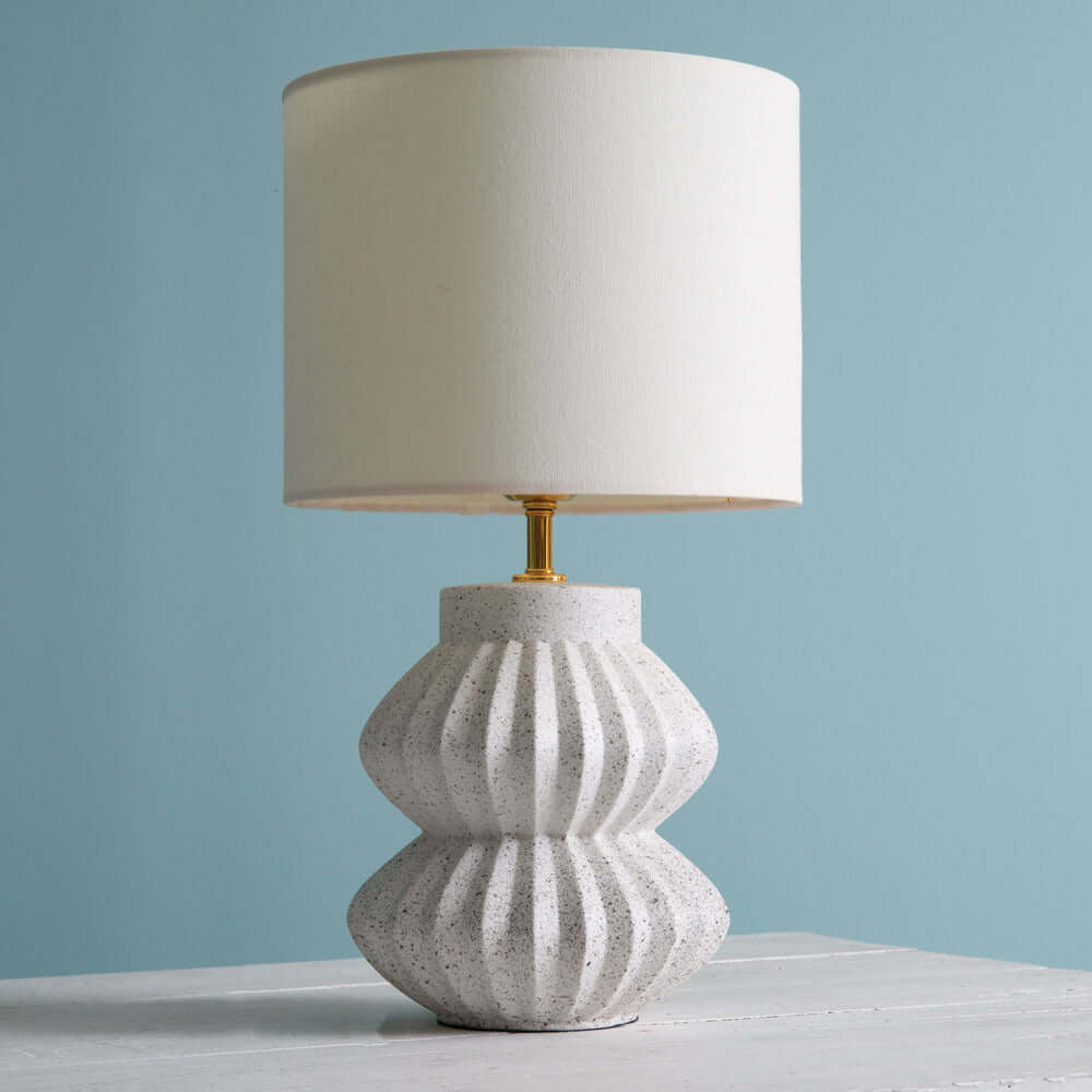 White Speckled Scalloped Table Lamp-Lighting-Parc Decor