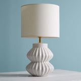 White Speckled Scalloped Table Lamp-Lighting-Parc Decor