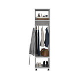 White Tall Wardrobe Armoire with Mirror-Storage & Organization-Parc Decor