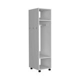 White Tall Wardrobe Armoire with Mirror-Storage & Organization-Parc Decor