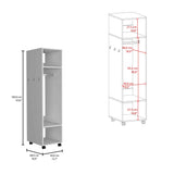 White Tall Wardrobe Armoire with Mirror-Storage & Organization-Parc Decor