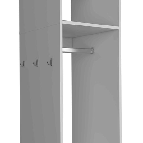 White Tall Wardrobe Armoire with Mirror-Storage & Organization-Parc Decor