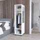 White Tall Wardrobe Armoire with Mirror-Storage & Organization-Parc Decor