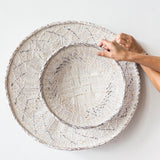 White Washed Handwoven Wall Basket-Parc Decor