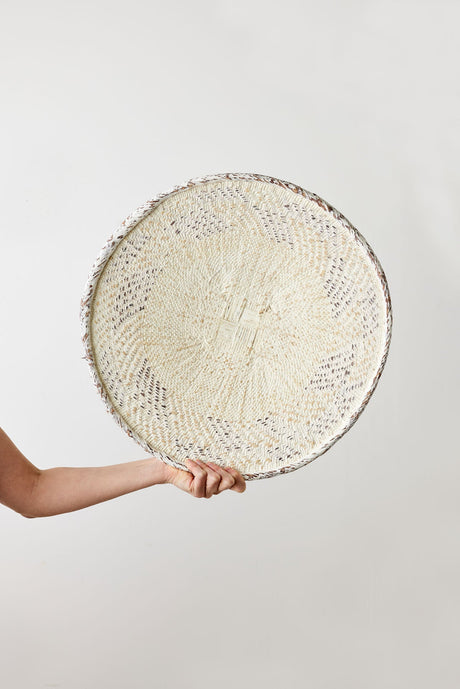 White Washed Handwoven Wall Basket-Wall Basket-Parc Decor