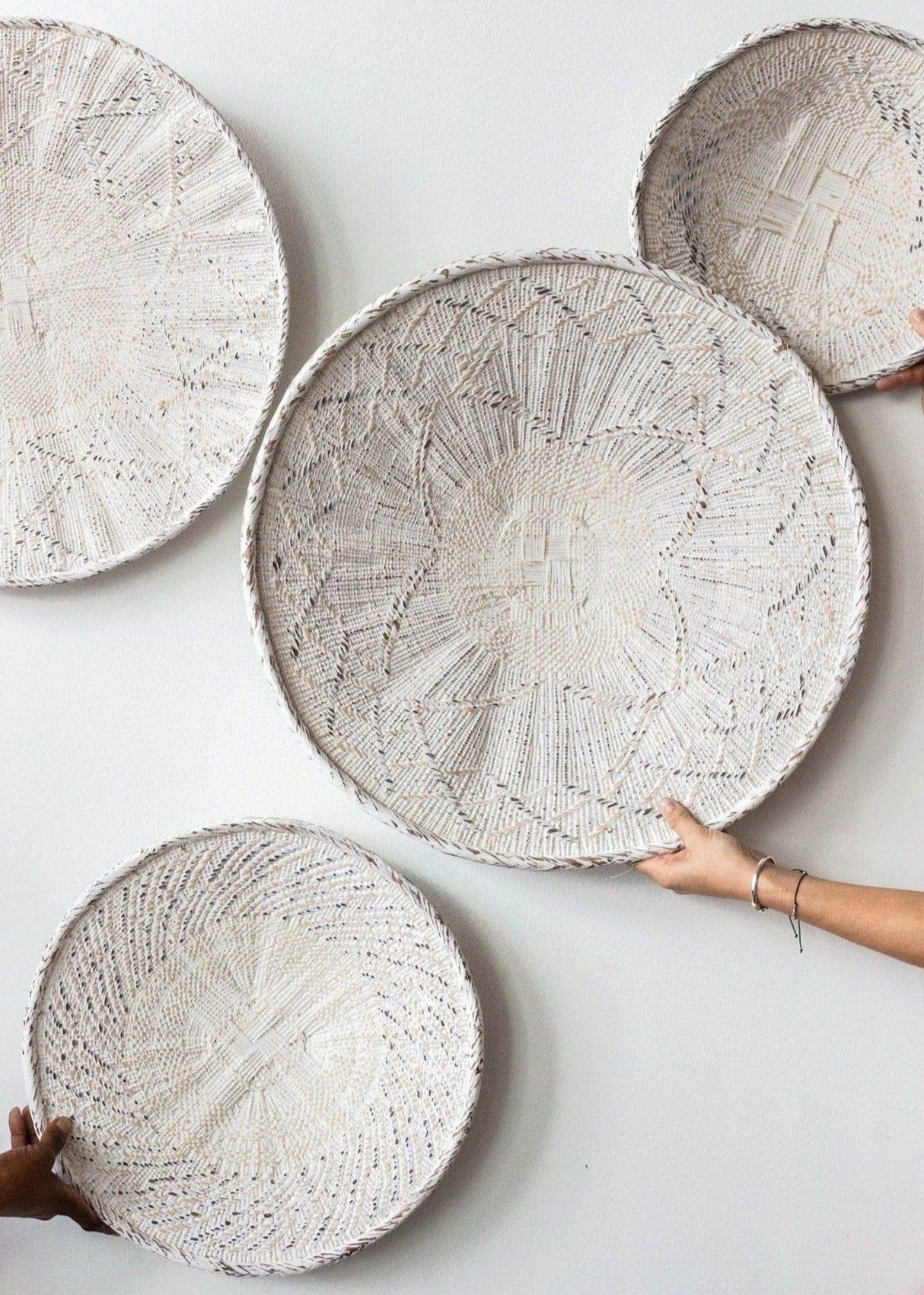 White Washed Handwoven Wall Basket-Wall Basket-Parc Decor