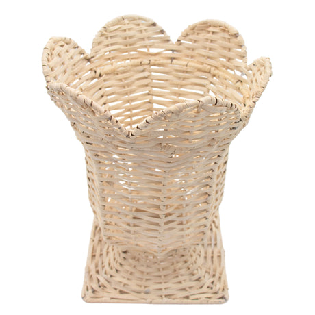 White Wicker Urn Vase-Decorative vase-Parc Decor