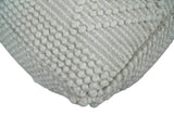 White Woolen Hand Woven Square Pouf, Footstool, Ottoman, Side table | TRD101-Pouf-Parc Decor
