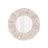 Whitewashed Wood Slat Round Wall Mirror-Wall Mirror-Parc Decor