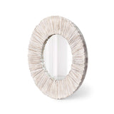 Whitewashed Wood Slat Round Wall Mirror-Wall Mirror-Parc Decor