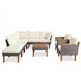 Wicker 9-Piece Patio Modular Sofa Set-Outdoor Furniture-Parc Decor