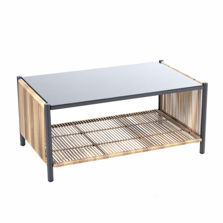 Wicker Outdoor Loveseat Sofa Table Set-Outdoor Furniture-Parc Decor