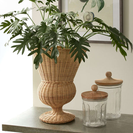 Wicker Urn-Shaped Decorative Vase-vase-Parc Decor