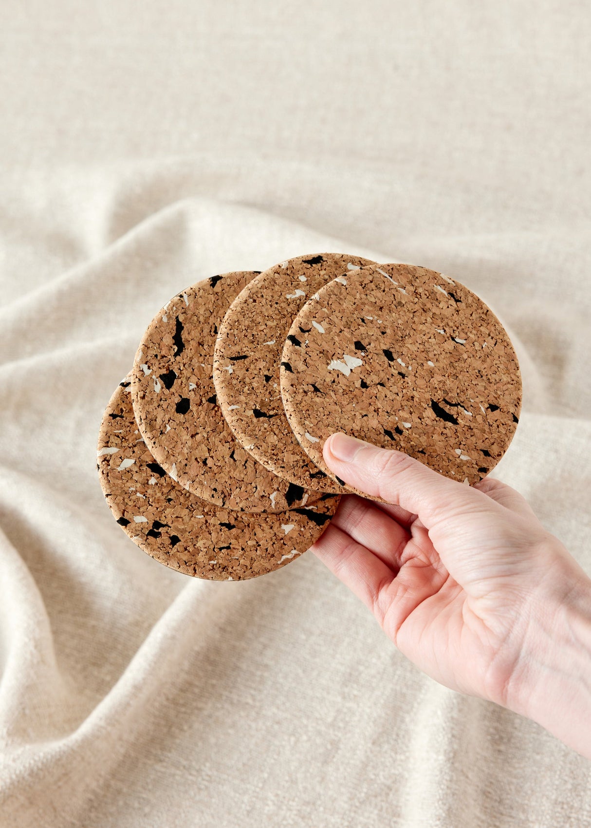 Wiid Black & White Speckled Cork Coasters - Set of 4-Entertaining & Serving-Parc Decor