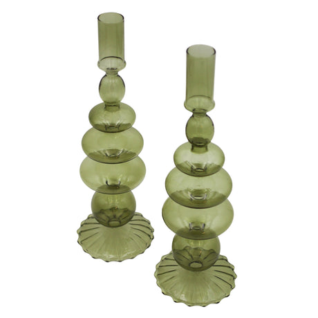 Willow Green Candle Holder - Pair-Candle Holder-Parc Decor