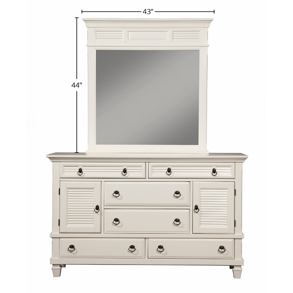 Winchester Mirror, White-Dresser Mirror-Parc Decor