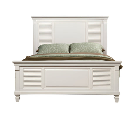 Winchester Shutter Panel Bed, White-Beds-Parc Decor
