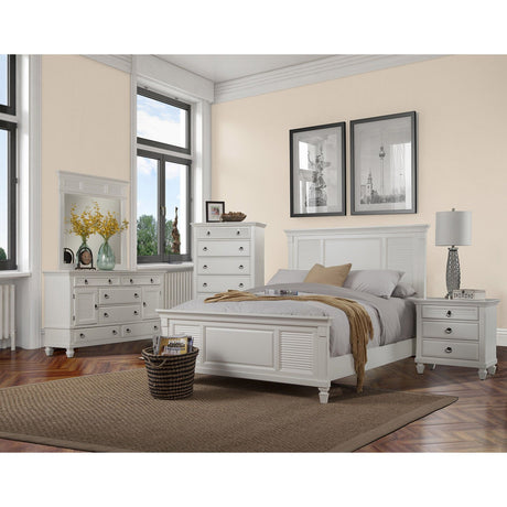 Winchester Shutter Panel Bed, White-Beds-Parc Decor