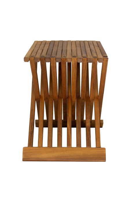 Winchester Teak Shower and Bath Folding Stool with Horizontal Slats-Parc Decor